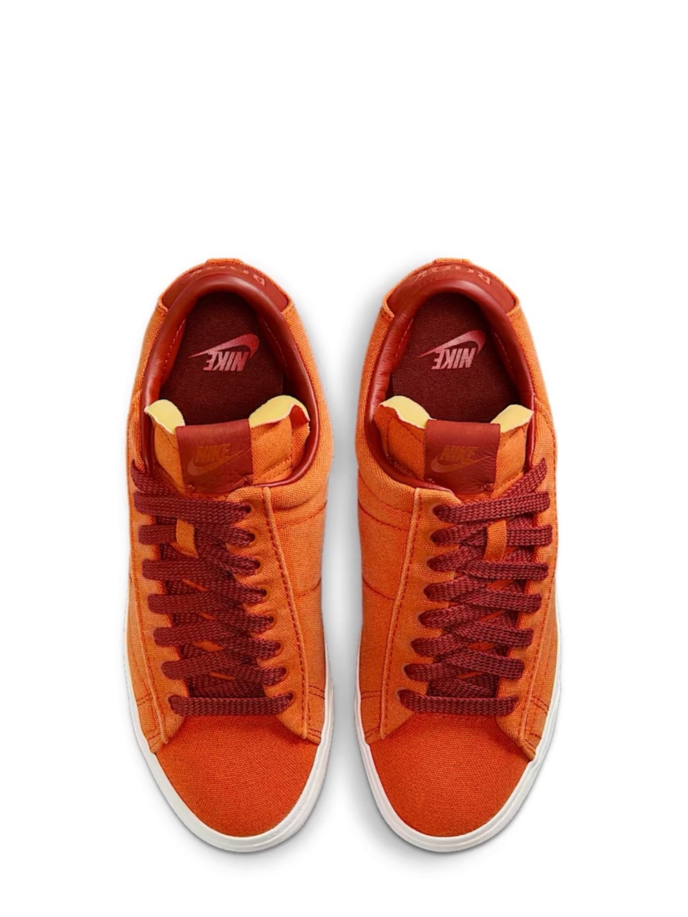 Nike Men's Orange Canvas Low-Top Sneakers with Burgundy Laces